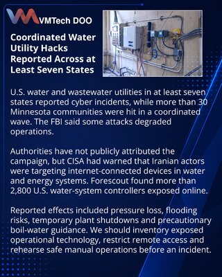 ФБР сообщило о кибератаках на водные системы минимум в семи штатах США