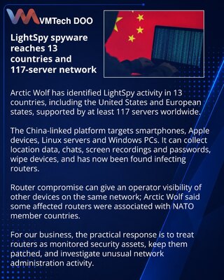 LightSpy spyware activity identified across 13 countries