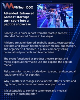 Attended 'Enhanced Games': startups turn sport into a peptide showcase