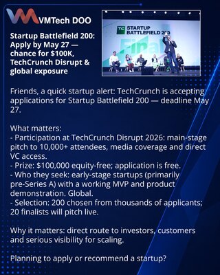 Startup Battlefield 200: prijave do 27. maja — šansa za $100K, TechCrunch Disrupt i globalnu vidljivost