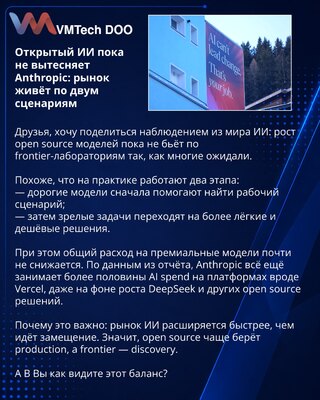 Otvoreni AI još ne potiskuje Anthropic: tržište živi po dva scenarija