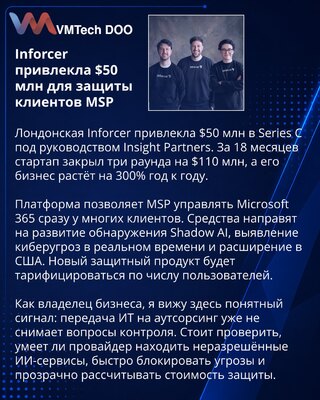 Inforcer получила $50 млн на платформу управления Microsoft 365 через MSP