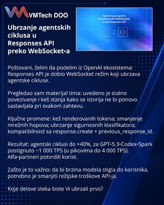 Ubrzanje agentskih ciklusa u Responses API preko WebSocket‑a