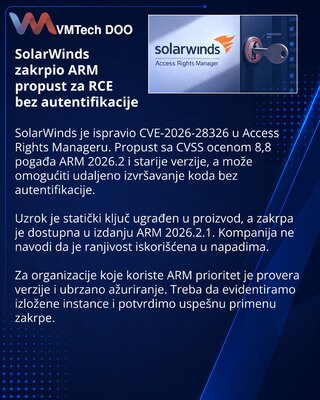 SolarWinds otklanja ARM ranjivost za RCE bez prijave