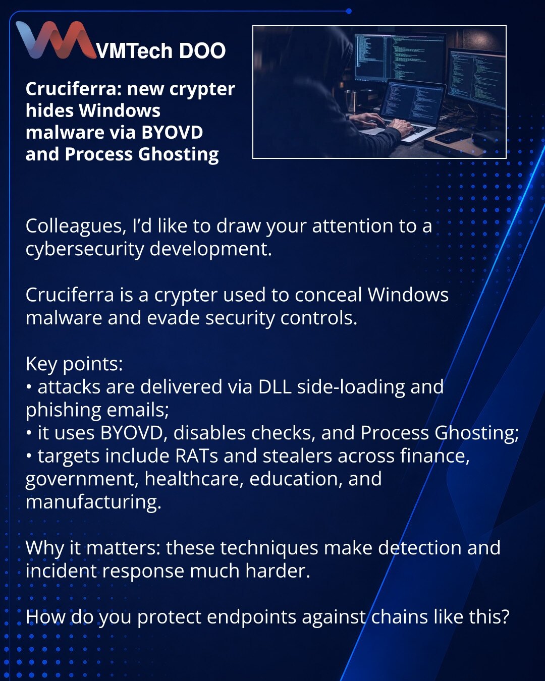 Cruciferra: novi crypter skriva Windows malver kroz BYOVD i Process Ghosting