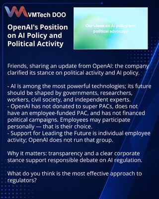 Stav OpenAI o politici prema veštačkoj inteligenciji i političkom angažmanu
