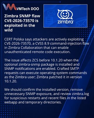CERT Polska сообщила об эксплуатации RCE-уязвимости в Zimbra