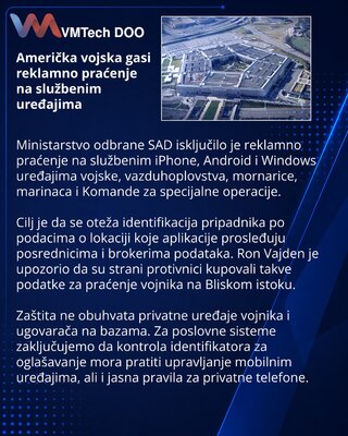 Pentagon isključio reklamno praćenje na vojnim uređajima