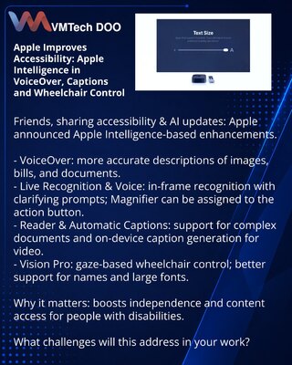 Apple улучшает доступность: Apple Intelligence в VoiceOver, субтитрах и управлении коляской