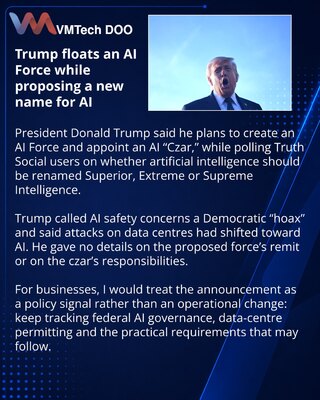 Trump Signals AI Force Plan and Polls Followers on AI Rebrand