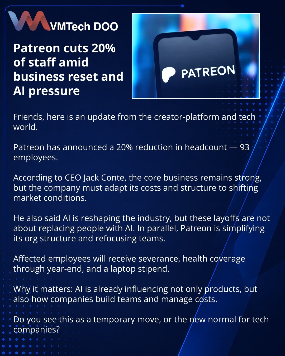 Patreon cuts 20% of staff amid business reset and AI pressure