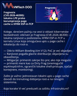 Fragnesia (CVE-2026-46300): локальное LPE через коррумпирование page cache в XFRM ESP-in-TCP
