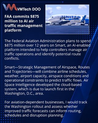 FAA plans $875m Smart AI platform for air traffic operations