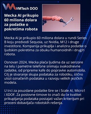 Mecka AI obezbedio 60 miliona dolara za obuku robota