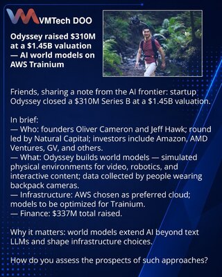 Odyssey привлёк $310 млн при оценке $1,45 млрд — миры для ИИ на AWS Trainium