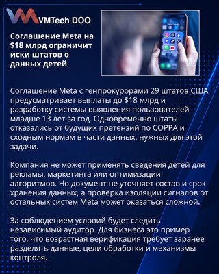 Соглашение Meta на $18 млрд ограничит иски штатов о данных детей