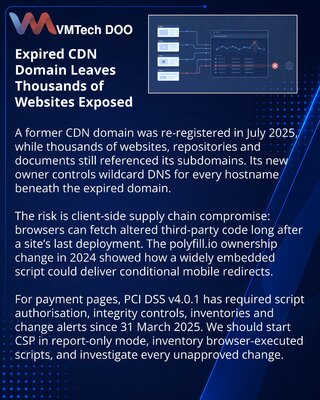 Expired CDN Domain Highlights Persistent Client-Side Script Risk