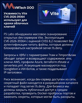 Массовые атаки на Vite крадут ключи AWS и Azure с dev-серверов