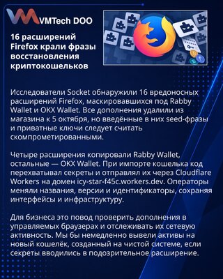 16 malicious Firefox extensions impersonated Rabby and OKX wallets