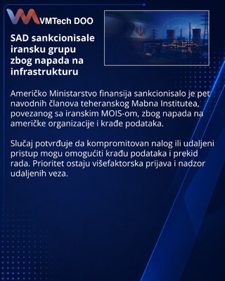 SAD sankcionisale iranske aktere zbog napada na kritičnu infrastrukturu