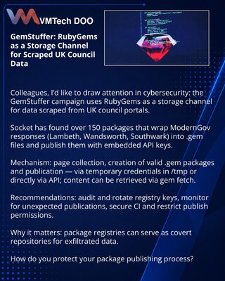 GemStuffer: RubyGems kao kanal za čuvanje iskopanih podataka britanskih savetodavnih portala