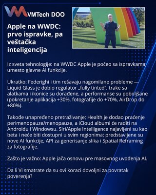 Apple na WWDC: prvo ispravke, pa veštačka inteligencija