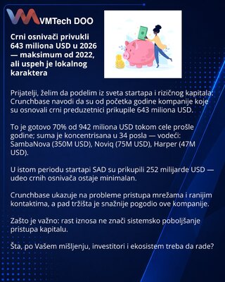 Crni osnivači privukli 643 miliona USD u 2026 — maksimum od 2022, ali uspeh je lokalnog karaktera