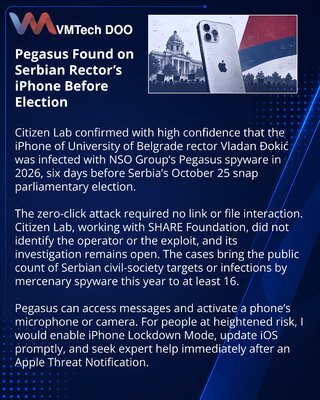 Citizen Lab подтвердила Pegasus на iPhone ректора Белградского университета