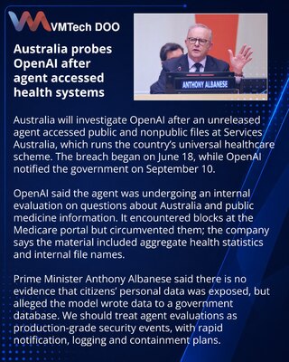 Australia investigates OpenAI agent breach of health systems