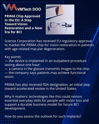 PRIMA Chip Approved in the EU: A Step Toward Vision Restoration and a New Era for BCI