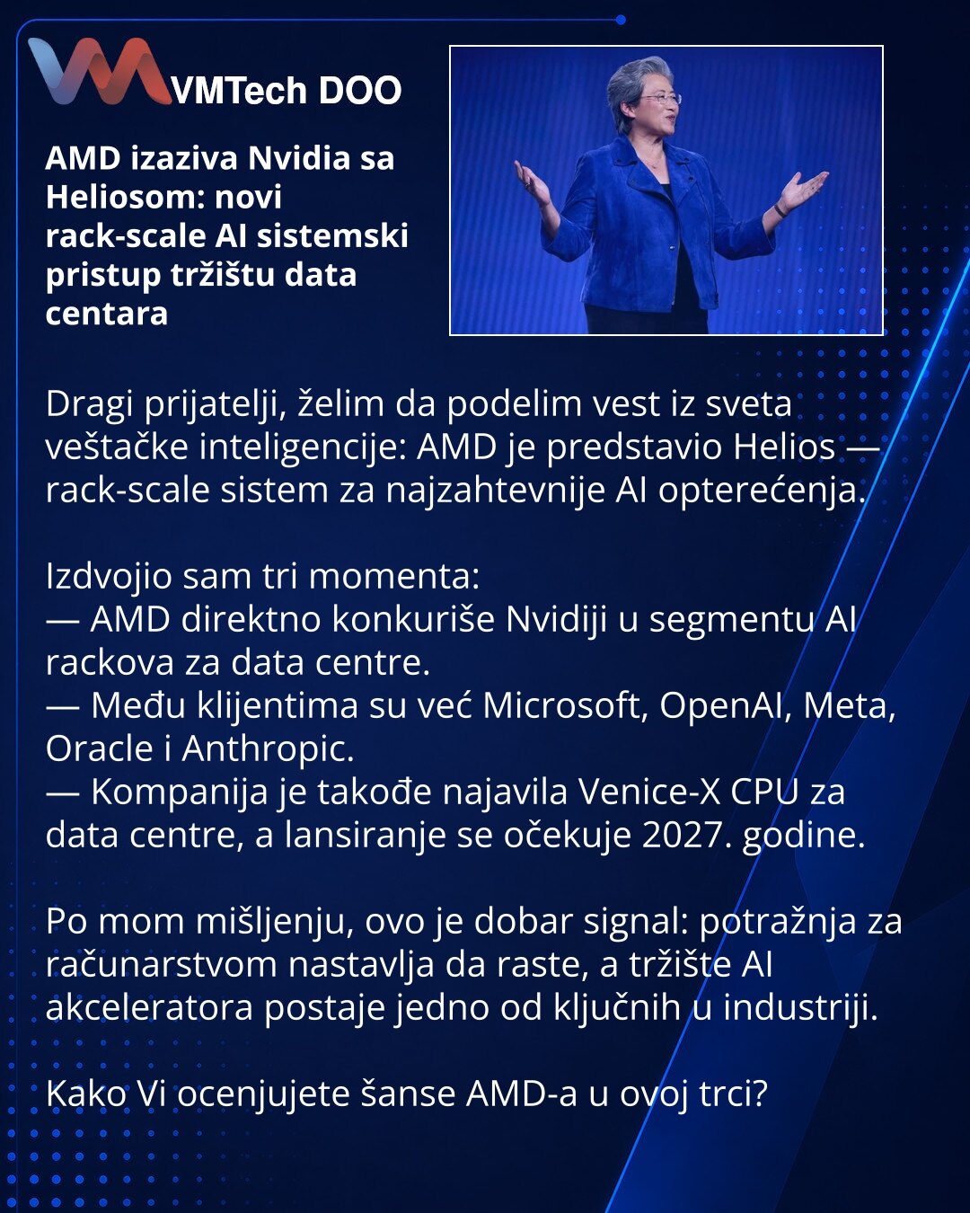 AMD Takes on Nvidia with Helios: a New Rack-Scale AI System for the Data Center Market