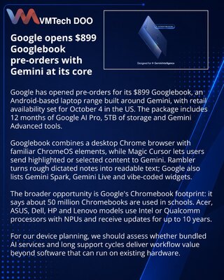 Google начала предзаказ Googlebook с Gemini за 899 долларов