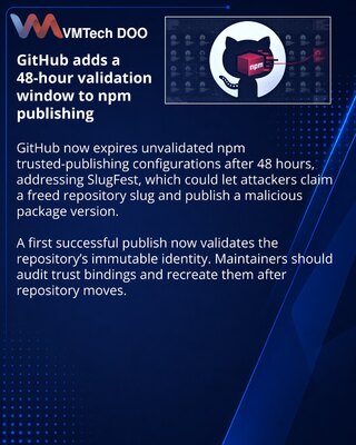 GitHub ograničava rok za npm trusted publishing konfiguracije
