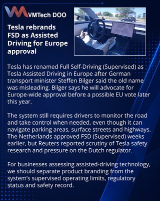 Tesla adopts Assisted Driving name for its European driver aid