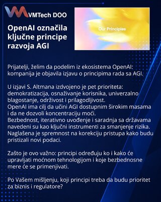 OpenAI označila ključne principe razvoja AGI