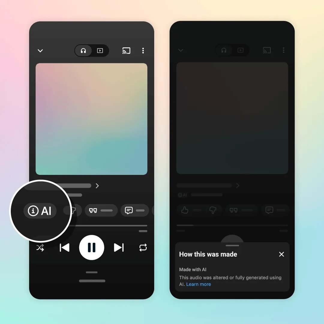 YouTube Music introduces labels for generative AI songs