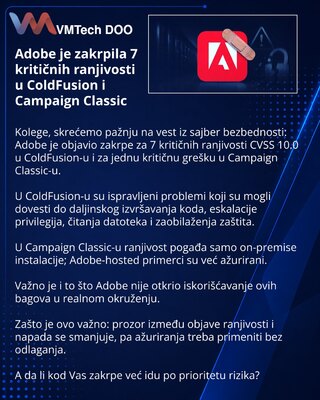 Adobe je zakrpila 7 kritičnih ranjivosti u ColdFusion i Campaign Classic