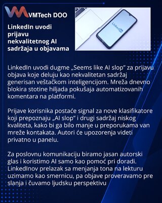 LinkedIn dodaje dugme za prijavu nekvalitetnih AI objava