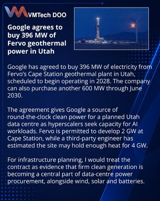 Google купит у Fervo 396 МВт геотермальной энергии для ЦОД в Юте