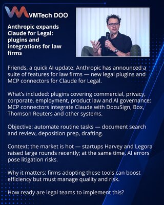 Anthropic širi Claude for Legal: plugini i integracije za pravne firme