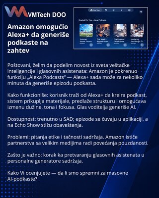 Amazon научила Alexa+ генерировать подкасты по запросу