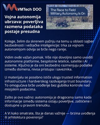 Военная автономия ускоряется: решающим становится доверенный обмен данными