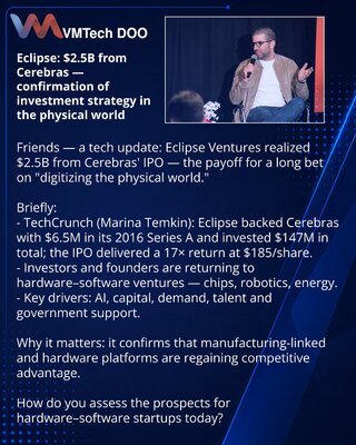Eclipse: $2.5B from Cerebras — confirmation of investment strategy in the physical world