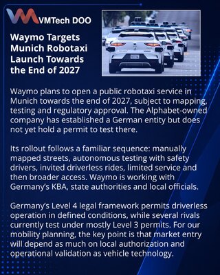 Waymo нацелилась на запуск сервиса роботакси в Мюнхене к 2027 году