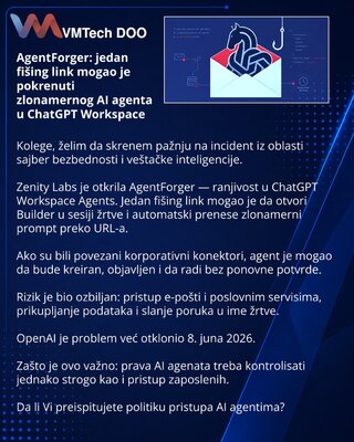 AgentForger: jedan fišing link mogao je pokrenuti zlonamernog AI agenta u ChatGPT Workspace