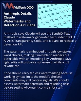 Anthropic Explains How Claude Text Watermarks Will Operate