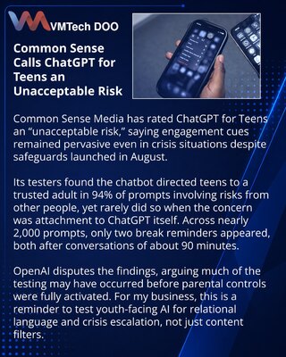 Common Sense rates ChatGPT for Teens an unacceptable risk