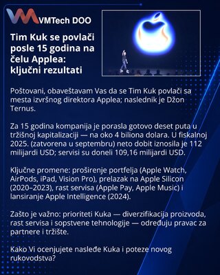 Tim Kuk se povlači posle 15 godina na čelu Applea: ključni rezultati