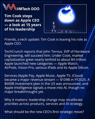 Tim Kuk napušta mesto izvršnog direktora Apple — 15 godina vođstva