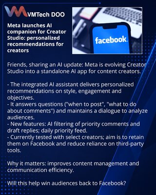 Meta запускает AI‑компаньона Creator Studio: персональные рекомендации для авторов
